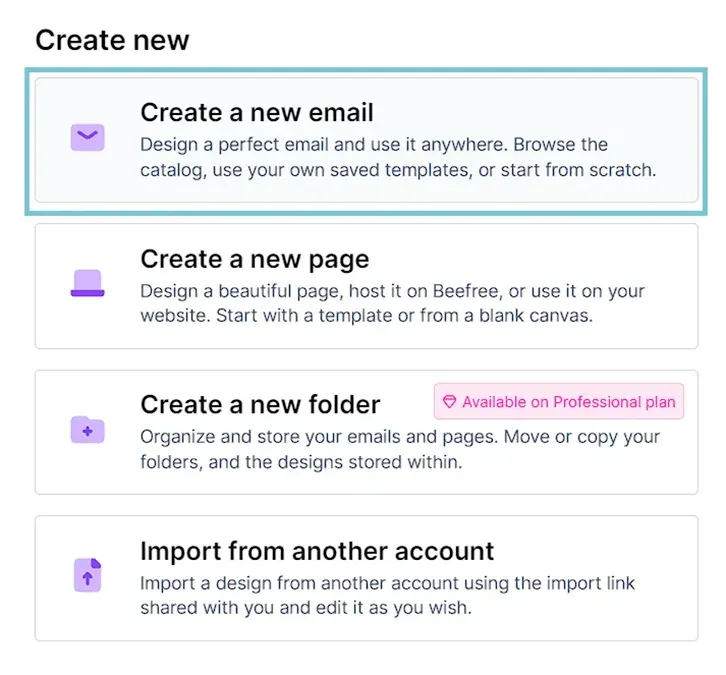 beefree crear email