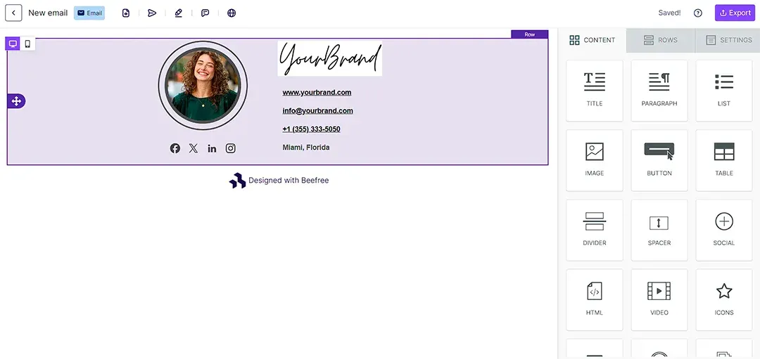 beefree crear firma