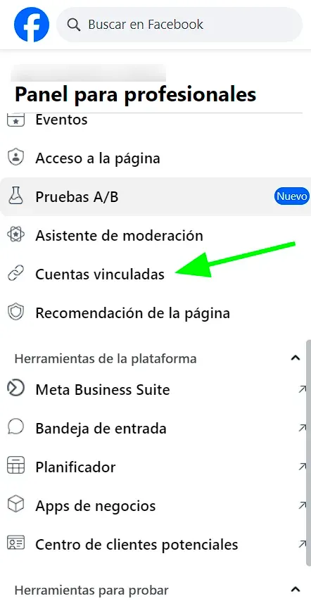 cuentas vinculadas facebook