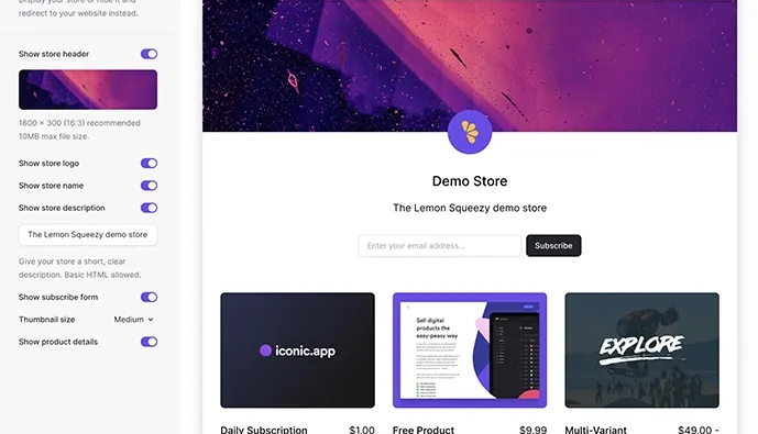 diseno de tienda lemon squeezy